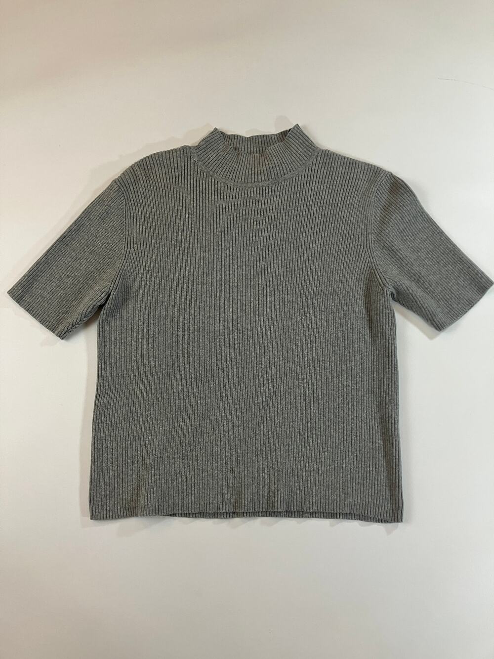 Vintage Courtney & Co Australia Gray Ribbed Mock Neck Sweater Top PL 100% Cotton